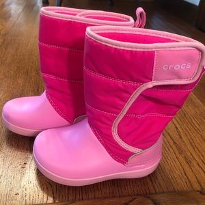 New Crocs Waterproof Lodgepoint Snow Boots Toddler Girls Kids 8 Pink